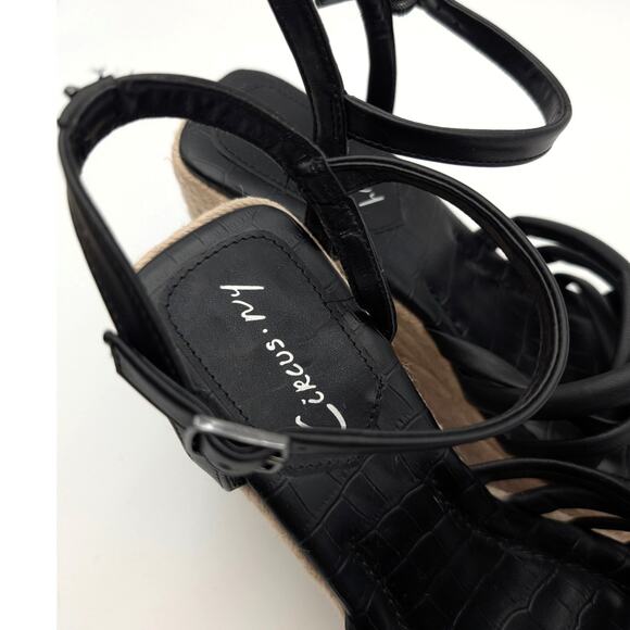 Circus Irene Strappy Espadrille Platform Wedge Sandals Womens Black Size US9.5M - Picture 10 of 10